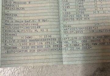 Opel Meriva 105.000 km 6.500 &euro; Ruppertshofen 56357